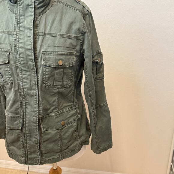 Kensie Utility Military Mock Neck Zip Jacket Size L Cargo Lightweight Gorpcore - Picture 5 of 9